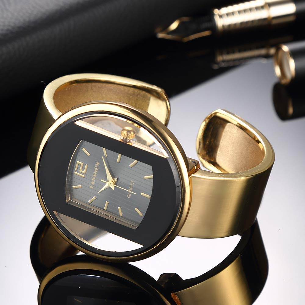 Stylish CdyBox Women's Stainless Steel Cuff Bangle Watch - Elegant Quartz Wristwatch with Adjustable Band - Perfect Gift for Her (Ideal for Office, Party & Everyday Wear)
