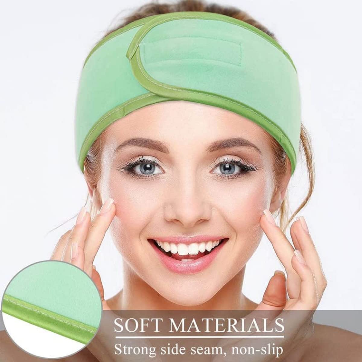ZAUKY 3-Piece Adjustable Makeup Headband with Magic Tape | Sweat-Absorbent Hair Towel & 3 Face Mask Applicator Brushes | Combo Pack (Multicolor) | Perfect for Spa, Skincare Routine & At-Home Beauty Treatments