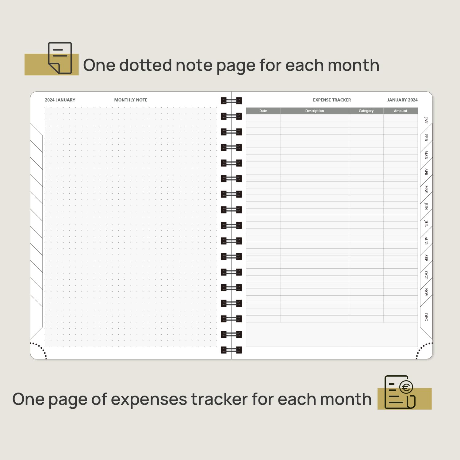 POPRUN 2024-2025 Monthly Planner - 18 Month Spiral Bound Calendar (Jan 2024-Jun 2025) with Expense Tracker & Notes, 6.5