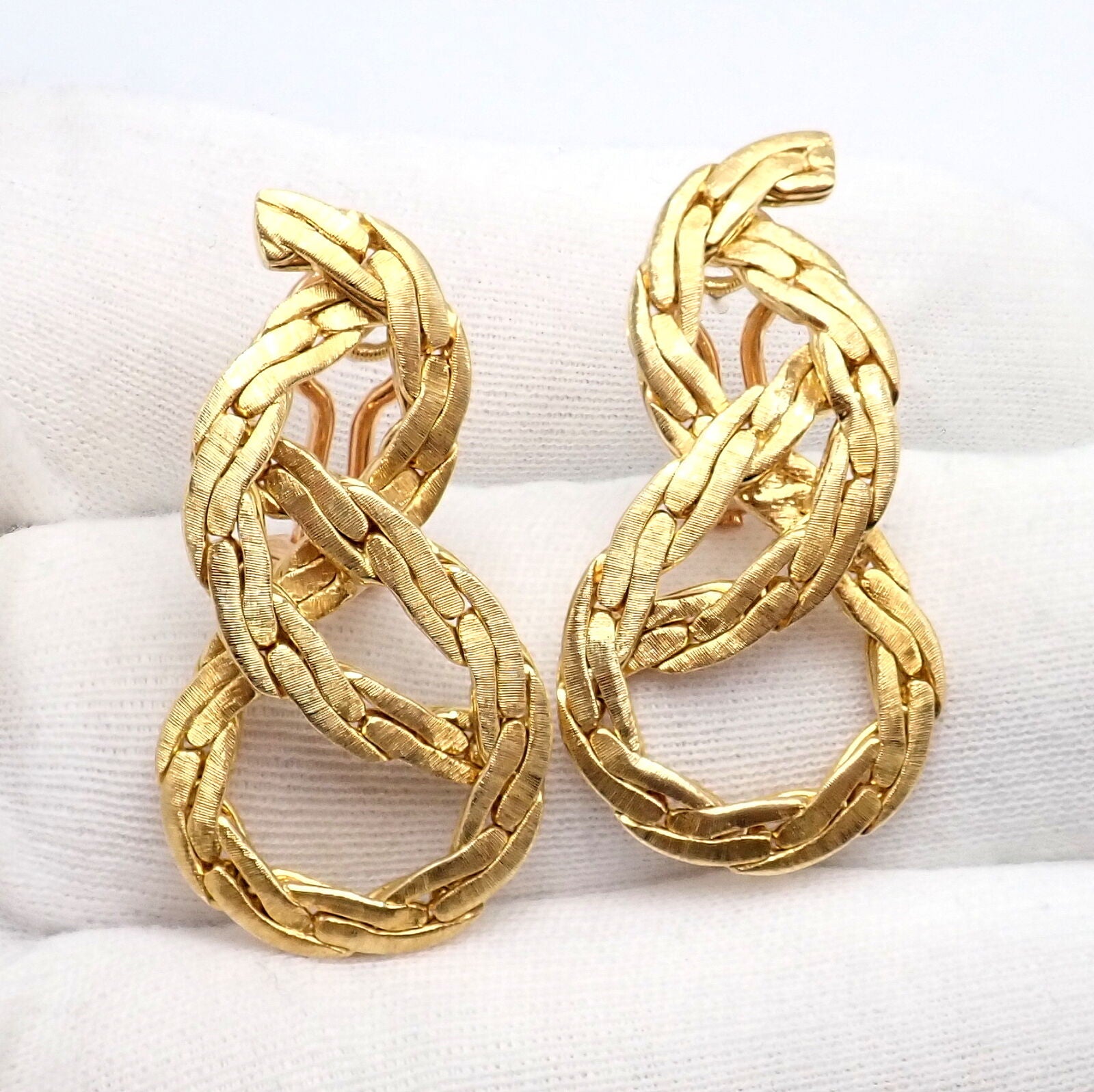 Authentic Vintage Buccellati 18K Yellow Gold Knot Rope Coil Earrings - Luxury Italian Jewelry for Women, Perfect for Weddings, Parties & Special Occasions