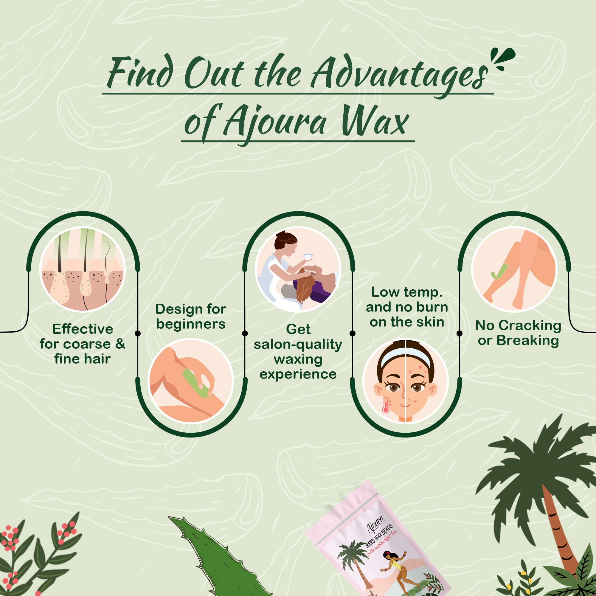 Natural Aloe Vera Wax Hair Removal Beads for Full Body - Gentle & Effective At-Home Hair Removal for Legs, Arms, Bikini Line & Face