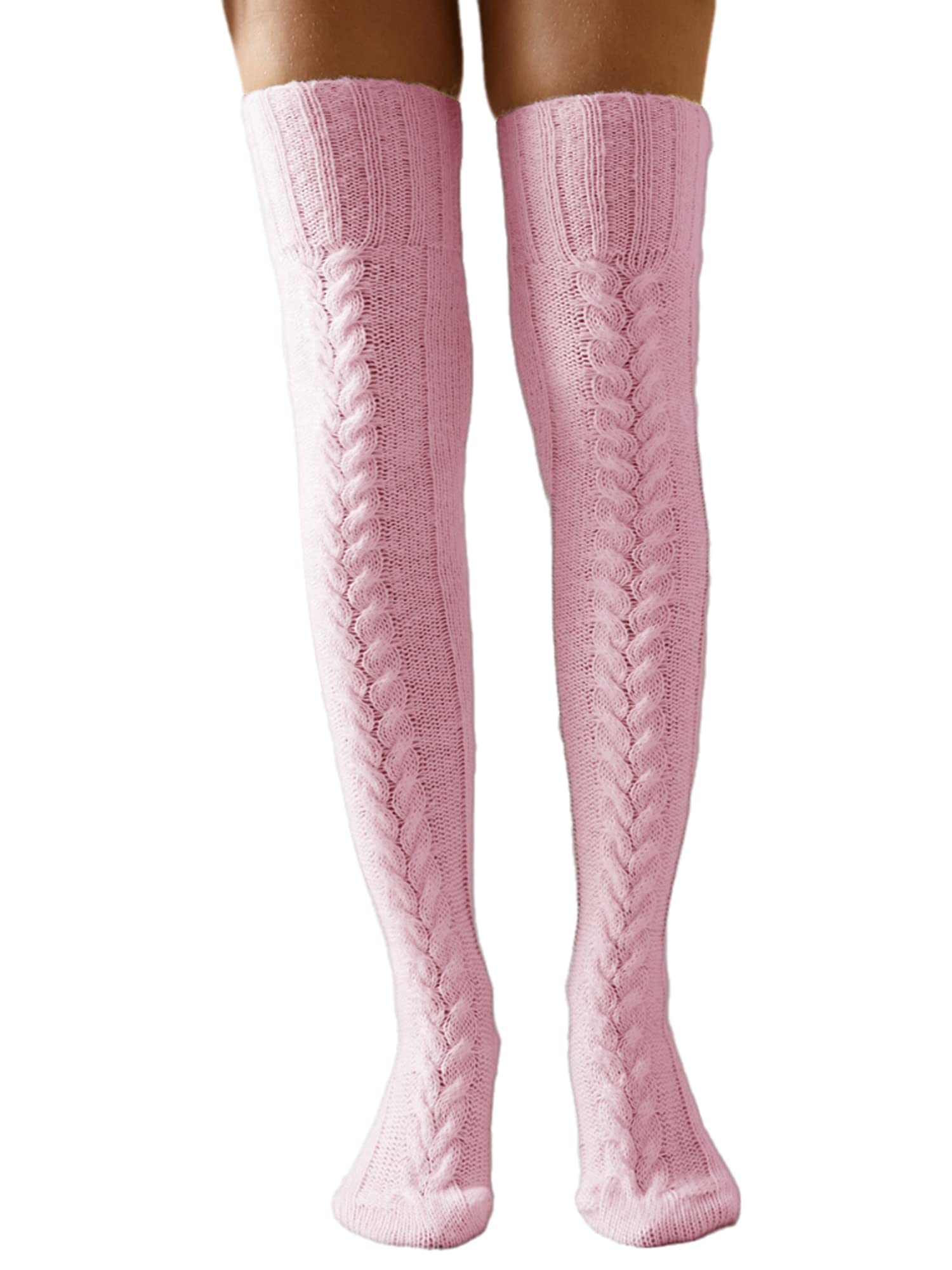 Springcmy Women's Extra Long Cable Knit Over-The-Knee Boot Socks - Warm Winter Leg Warmers for Snow Boots, Hiking & Cold Weather Fashion