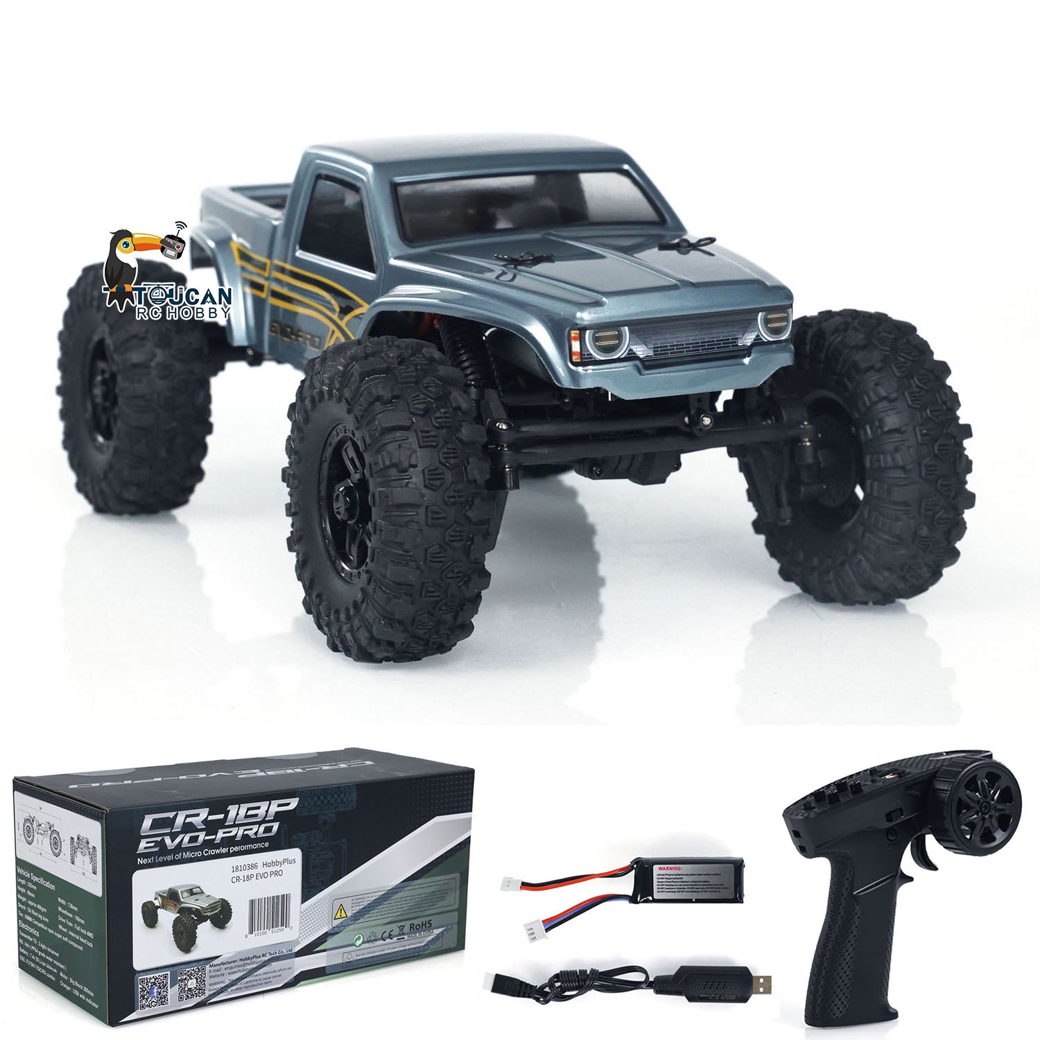 1/18 Hobby Plus CR18P Fighter RC Rock Crawler - 4WD Electric Off-Road Remote Control Car - Ready to Run Mini RC Truck for Adults & Kids - Perfect for Trail Crawling, Backyard Adventures & Hobby Racing