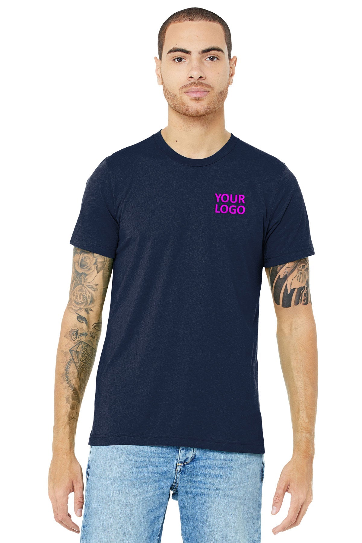 Bella Canvas Unisex Triblend T-Shirt - Soft Comfortable Crew Neck Tee in Solid Navy - Perfect for Casual Wear, Gym & Everyday Outfits