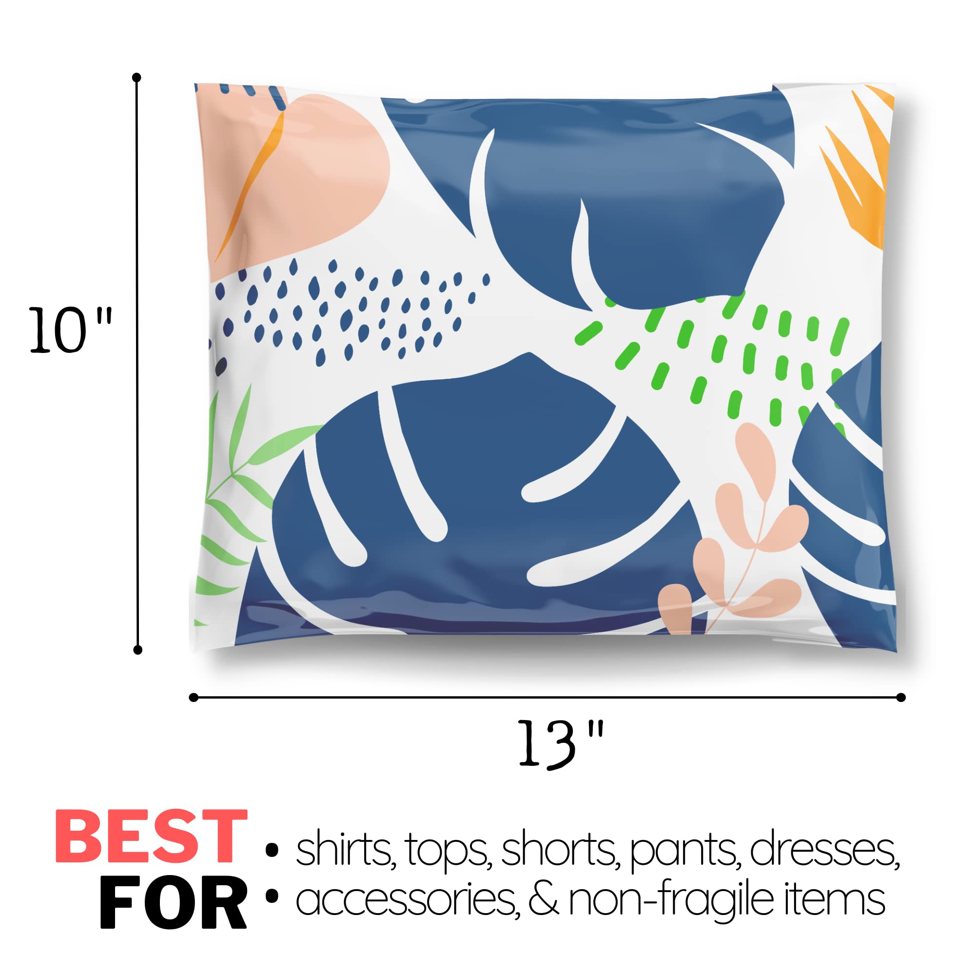 10x13 Poly Mailers 100 Pack - Self-Sealing Waterproof Shipping Envelopes for Small Business | Durable Cheetah & Floral Thank You Packaging | Ecommerce Sample Variety Pack | Perfect for Online Stores, Subscription Boxes & Gift Packaging