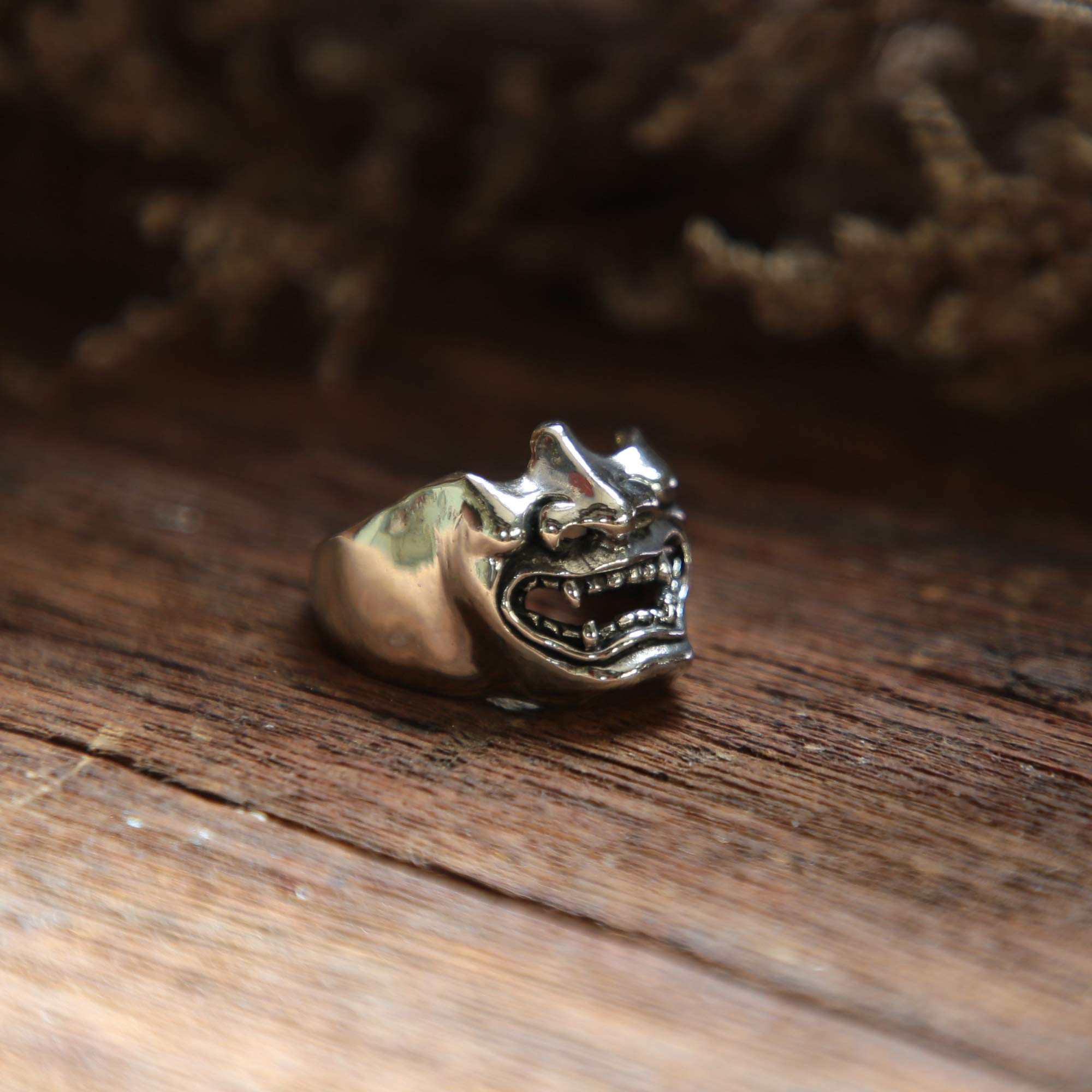 Samurai Skull Ring for Men - 925 Sterling Silver Japanese Warrior Gothic Biker Jewelry - Perfect for Halloween, Cosplay, and Gothic Fashion Accessories