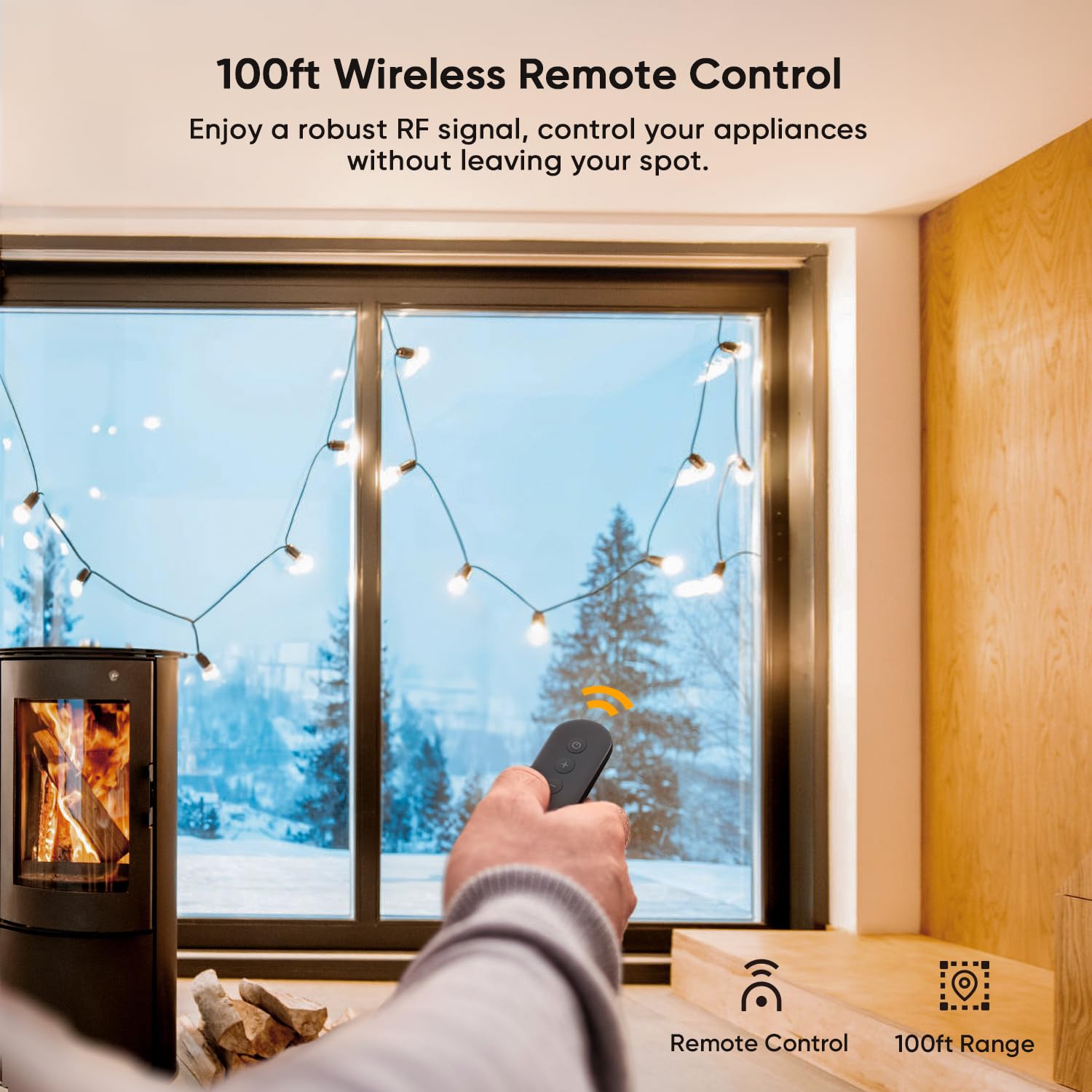 TREATLIFE Smart Dimmer Plug with 100FT Wireless Remote - IP44 Waterproof Outdoor Plug for String Lights, Patio Lights & Lamps (400W Max) - Perfect for Backyard, Garden & Outdoor Decor Lighting