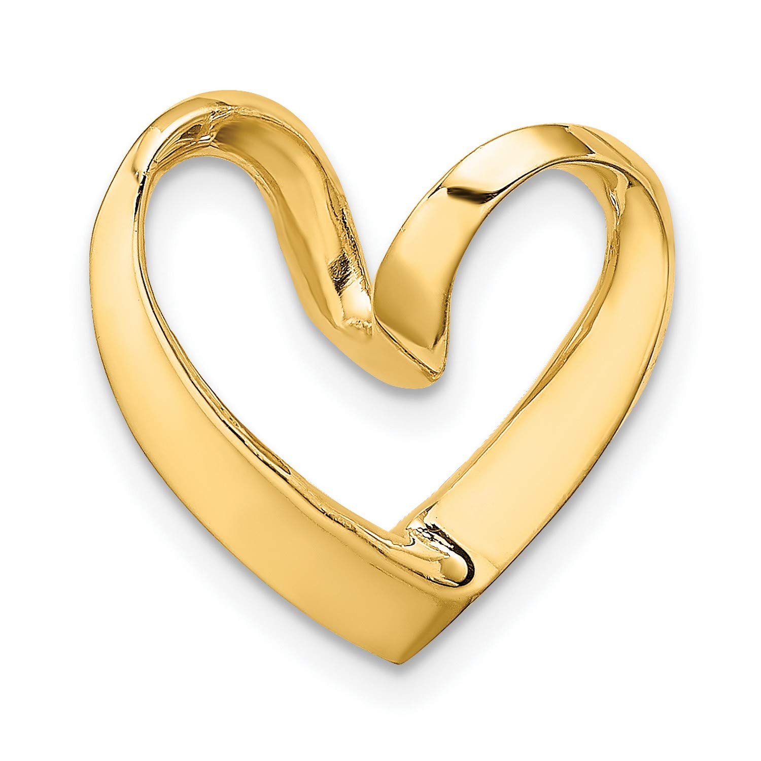 14k Yellow Gold Polished Heart Chain Slide Pendant - 16mm x 16mm - Elegant Jewelry Gift for Women - Perfect for Valentine's Day, Anniversary & Special Occasions