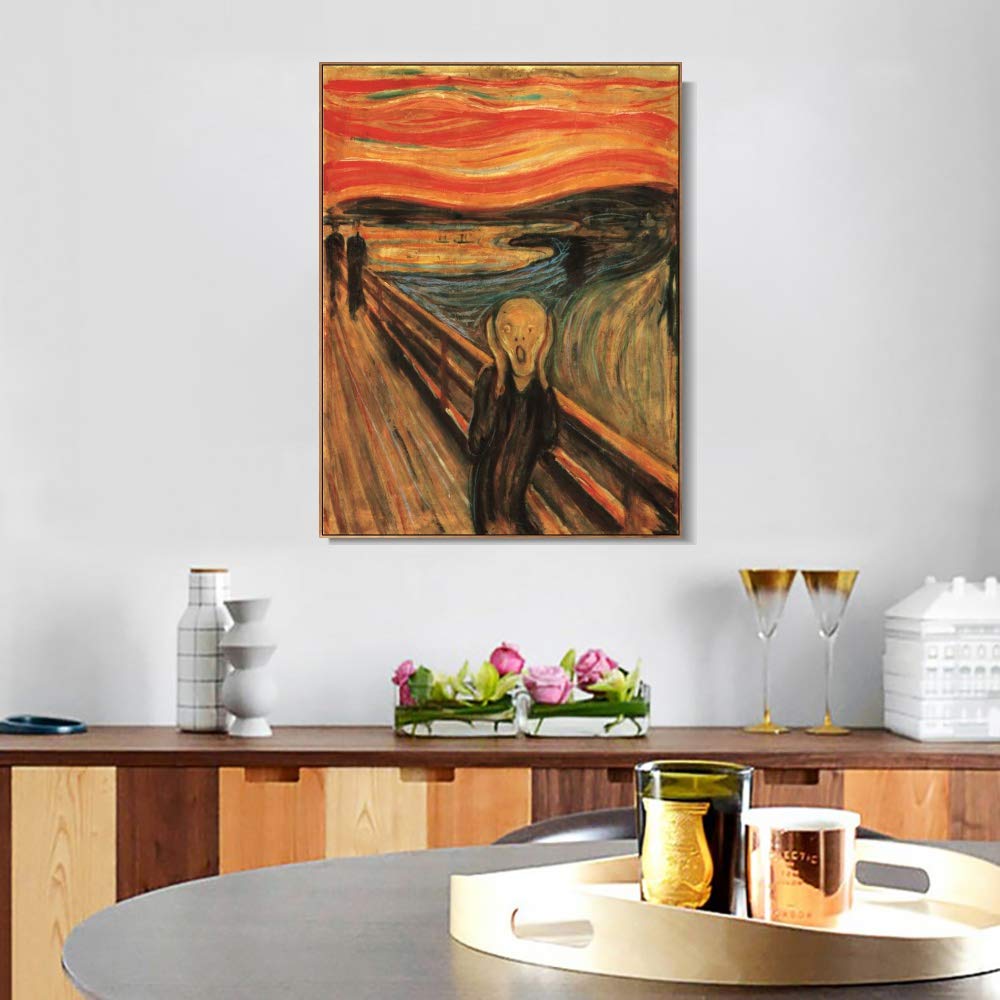 Edvard Munch The Scream Giclee Art Print - Premium Framed Canvas Wall Decor (24x32 Inches, Wood Slim Frame) for Living Room, Bedroom & Office