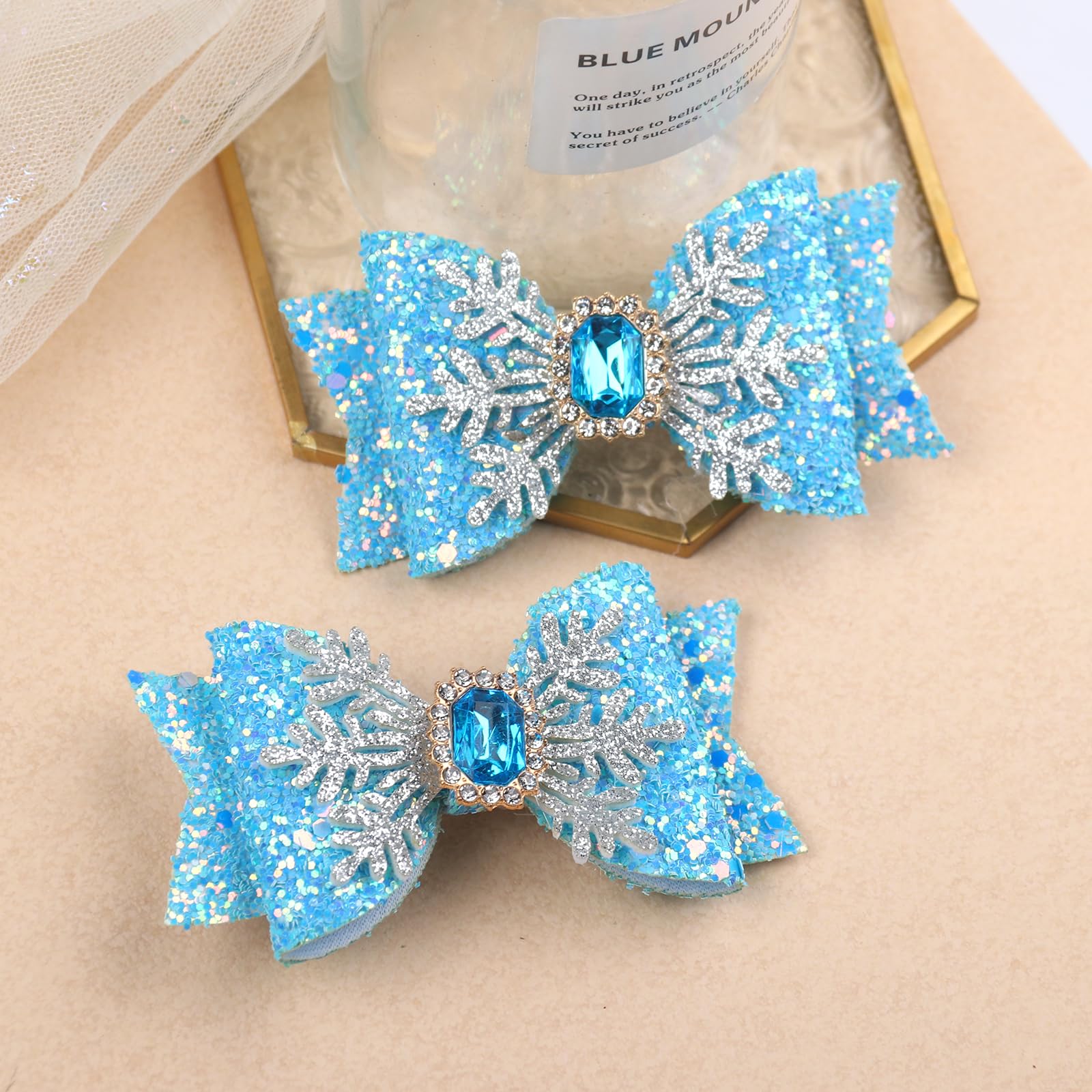 Christmas Hair Clips for Girls - Festive Snowflake Hair Barrettes with Rhinestones & Glitter (2PCS, Blue) - Perfect for Holiday Parties, Xmas Gifts & Winter Celebrations