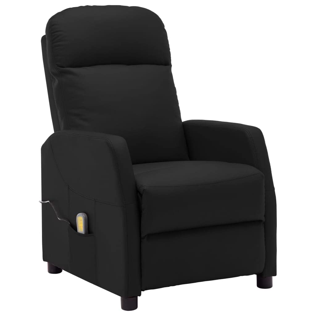Comfortable Reclining Lounge Chair - Single Theater Seating Sofa with Padded Seat & Massage Function in Black Faux Leather - Perfect for Home Theater, Living Room & Reading Nook