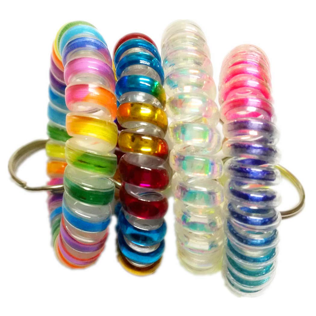 Flexible Spiral Wristband Bracelet with Keychain - Durable Spring Coil Wrist Band & Key Ring Holder for Keys, ID Cards, and Small Essentials - Perfect for Gym, Work, Travel, and Outdoor Activities