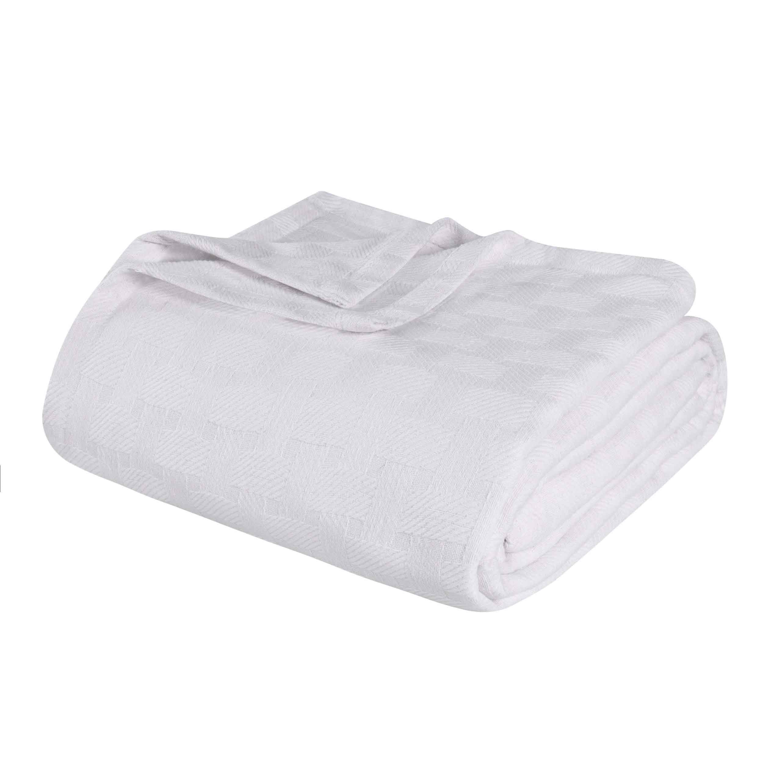 Soft Basketweave All-Season Cotton Bed Blanket & Sofa Throw - Lightweight Breathable Blanket for Bedroom, Living Room, Travel and Outdoor Use
