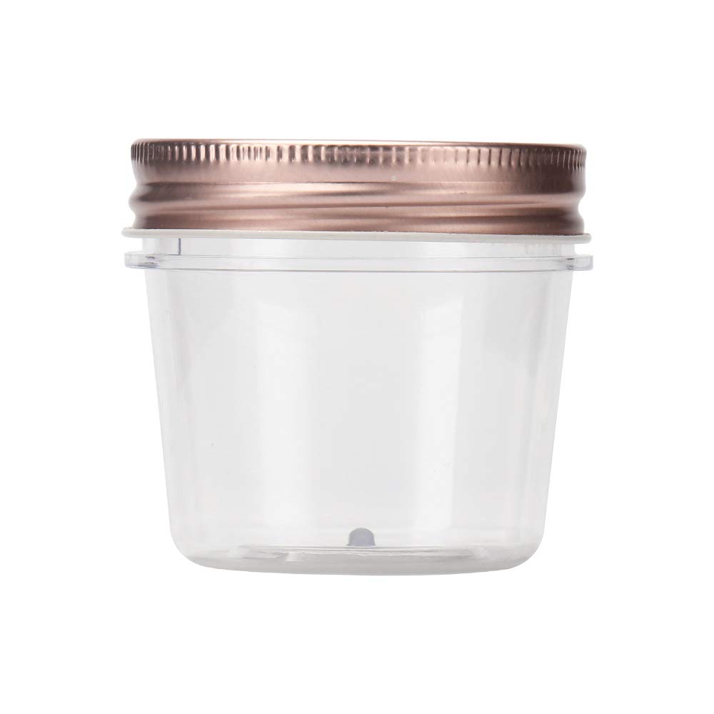 Novelinks 4oz Clear Plastic Jars with Rose Gold Lids - 20 Pack BPA-Free Refillable Round Containers for Spices, Cosmetics, Crafts & Home Organization - Perfect for Kitchen, Bathroom & Office Storage