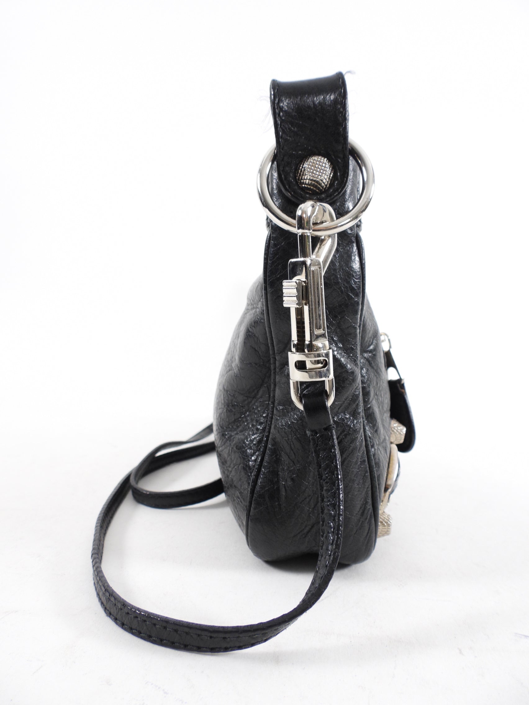 Balenciaga Black Leather Giant 12 Stud Hip Crossbody Bag for Women | Luxury Designer Handbag for Parties, Dating & Night Out