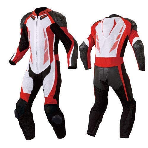 MATAGEAR CE Approved Motorcycle Racing Suit - Red/White One Piece Track Suit with Armor Protection (Size XL) - Perfect for Track Days, Road Racing & Motorcycle Enthusiasts