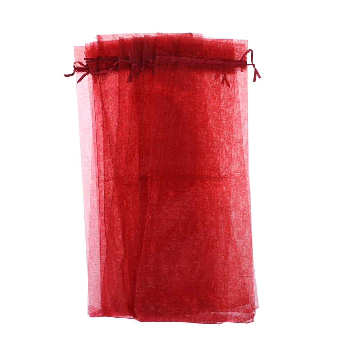 Sheer Mesh Wine Bottle Gift Bags - 10pcs Organza Drawstring Pouches for Wine, Champagne & Liquor Bottles | Perfect for Christmas, Wedding, Birthday Party & Festival Gifts | Elegant Wine Wrapping & Presentation