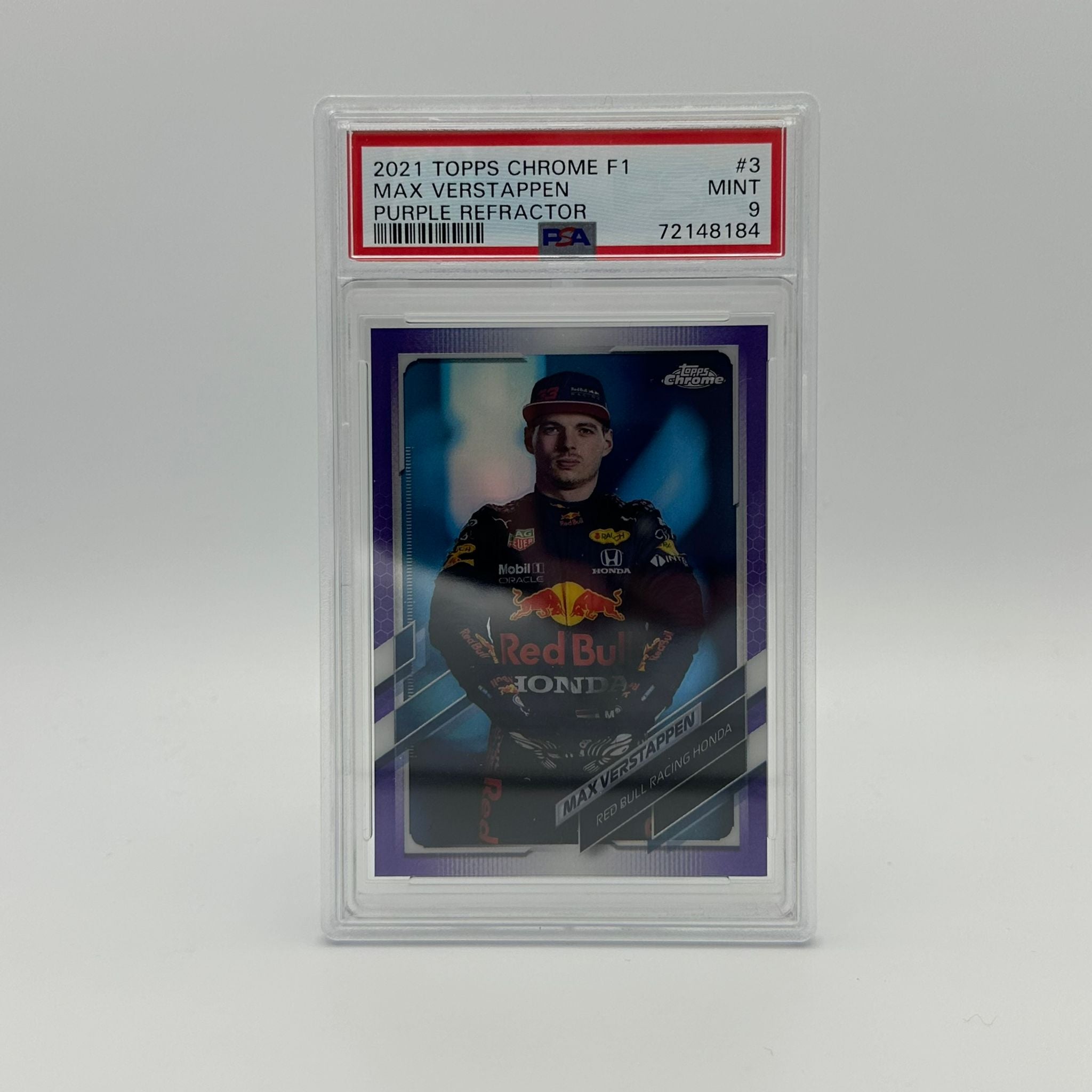 PSA 9 Graded 362/399 Max Verstappen #3 Purple Refractor Racing Card - Perfect for F1 Collectors & Sports Memorabilia Displays