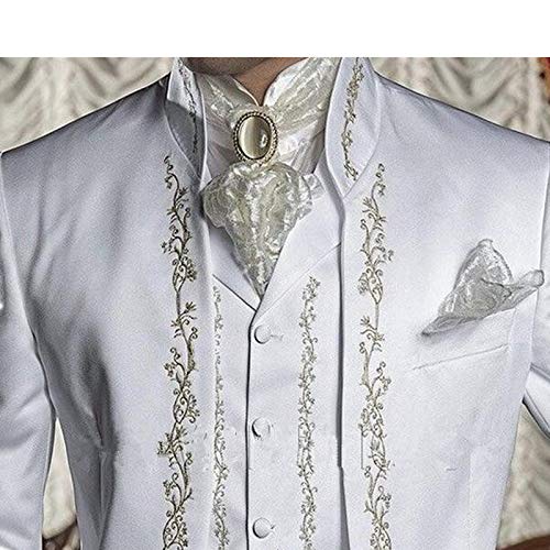 Men's Embroidered White Mandarin Lapel Tuxedo Suit 3-Piece Set - Wedding, Prom, Best Man Blazer for Formal Occasions & Special Events