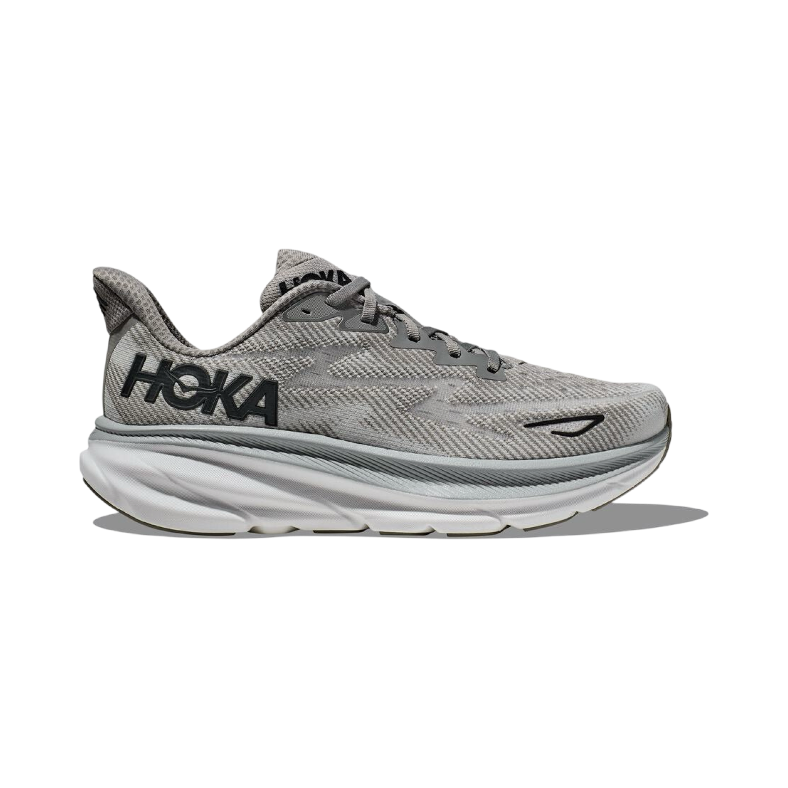 Hoka Clifton 9 Wide Men's Running Shoes - D Width in Harbor Mist Grey/Black/White - Perfect for Road Running & Daily Comfort