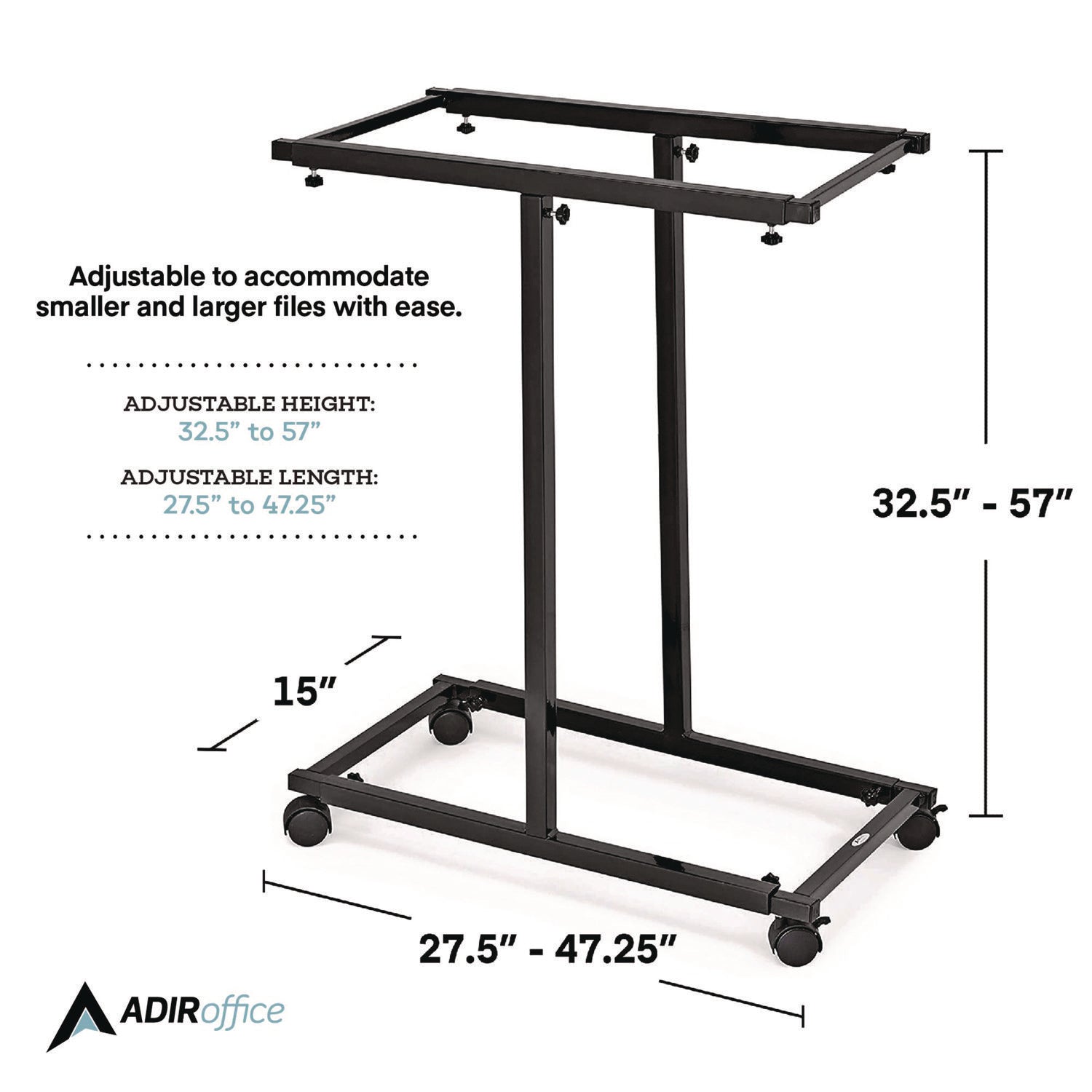 AdirOffice Steel Blueprint Storage Cabinet - Vertical Plan Center for Documents 15x27 to 47.25x57 Inches - Black | Office Organization & Architectural Drawing Storage Solution
