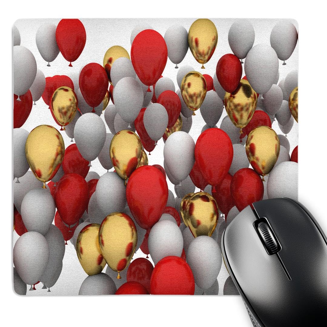 3D Rose Red White Gold Balloons Photograph Mouse Pad - 8x8 Inches Non-Slip Rubber Base | Perfect for Office, Gaming & Home Computer Setup (mp_210906_1)