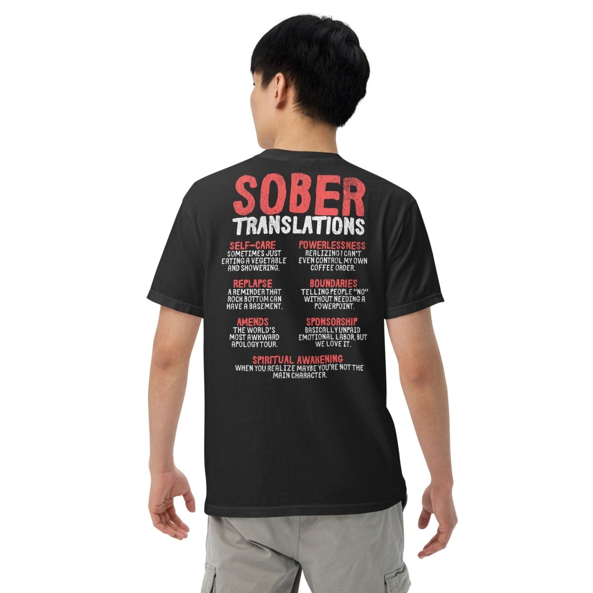Wings of Recovery Embroidered Premium T-Shirt - Sober Translations Vol.3 | Motivational Recovery Apparel for AA Meetings & Sober Living