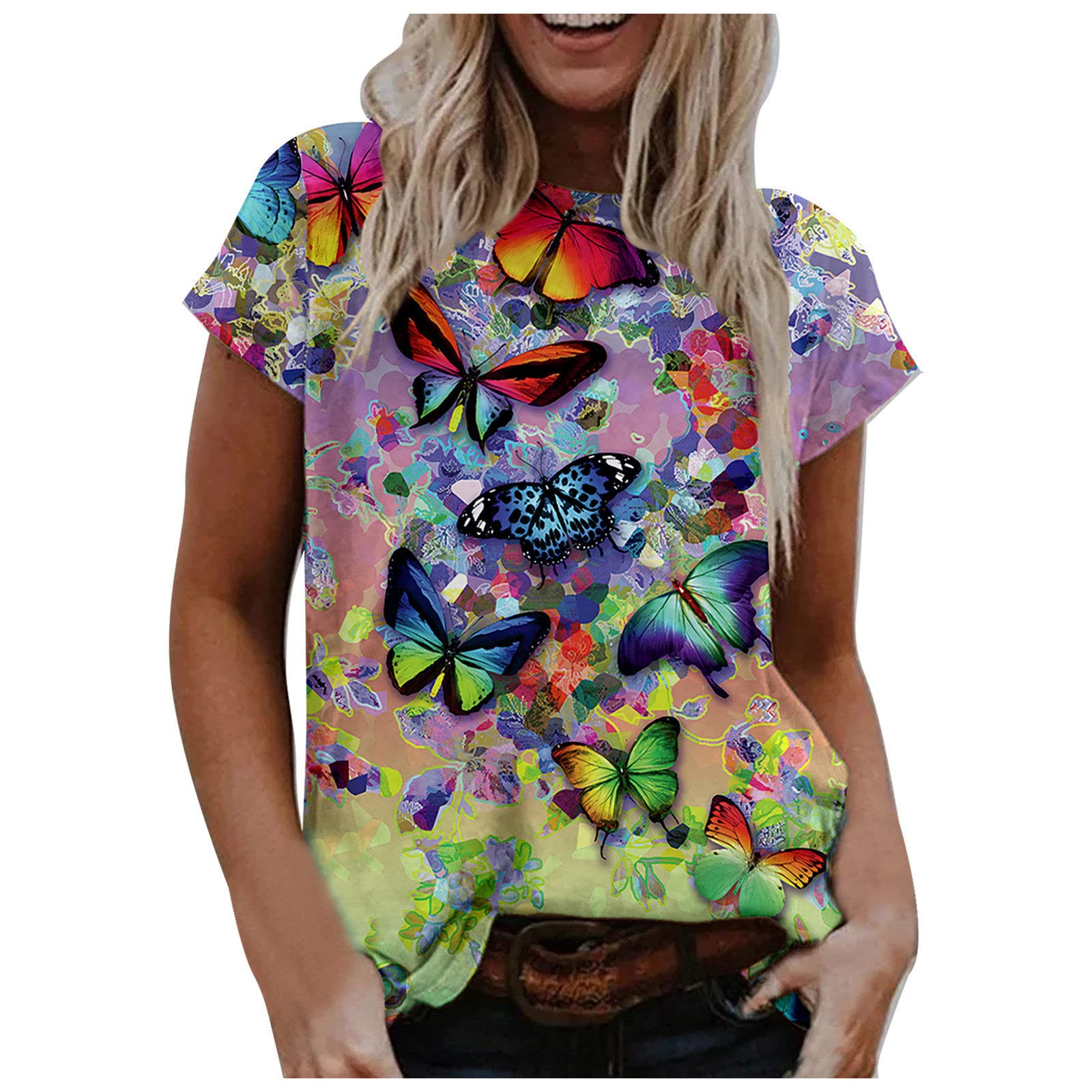 Trendy Women's Short Sleeve Graphic Crewneck T-Shirt for Fall & Summer | Casual Fashion Tee for Everyday Wear, Outings & Street Style