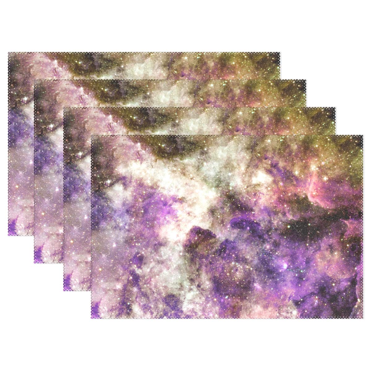 ALAZA 6-Piece Heat-Resistant Starry Sky Placemats Set - Washable Nebula & Star Table Mats for Dining & Kitchen Decor | Perfect for Dinner Parties, Family Gatherings & Everyday Use