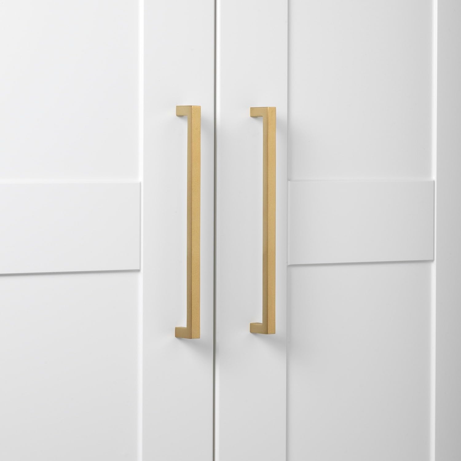 GlideRite 7.56-inch Satin Gold Cabinet Bar Pull Handle - Solid Square Design - Pack of 25 - Perfect for Kitchen Cabinets, Bathroom Vanities & Furniture Drawers