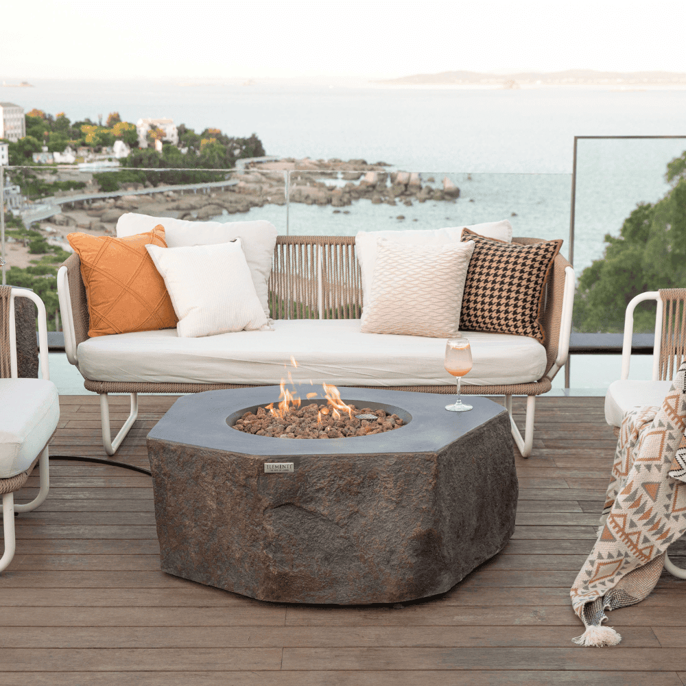 Columbia Outdoor Concrete Fire Table - Weather-Resistant Patio Heater for Backyard, Garden & Deck - Perfect for Camping, BBQ & Relaxing Evenings