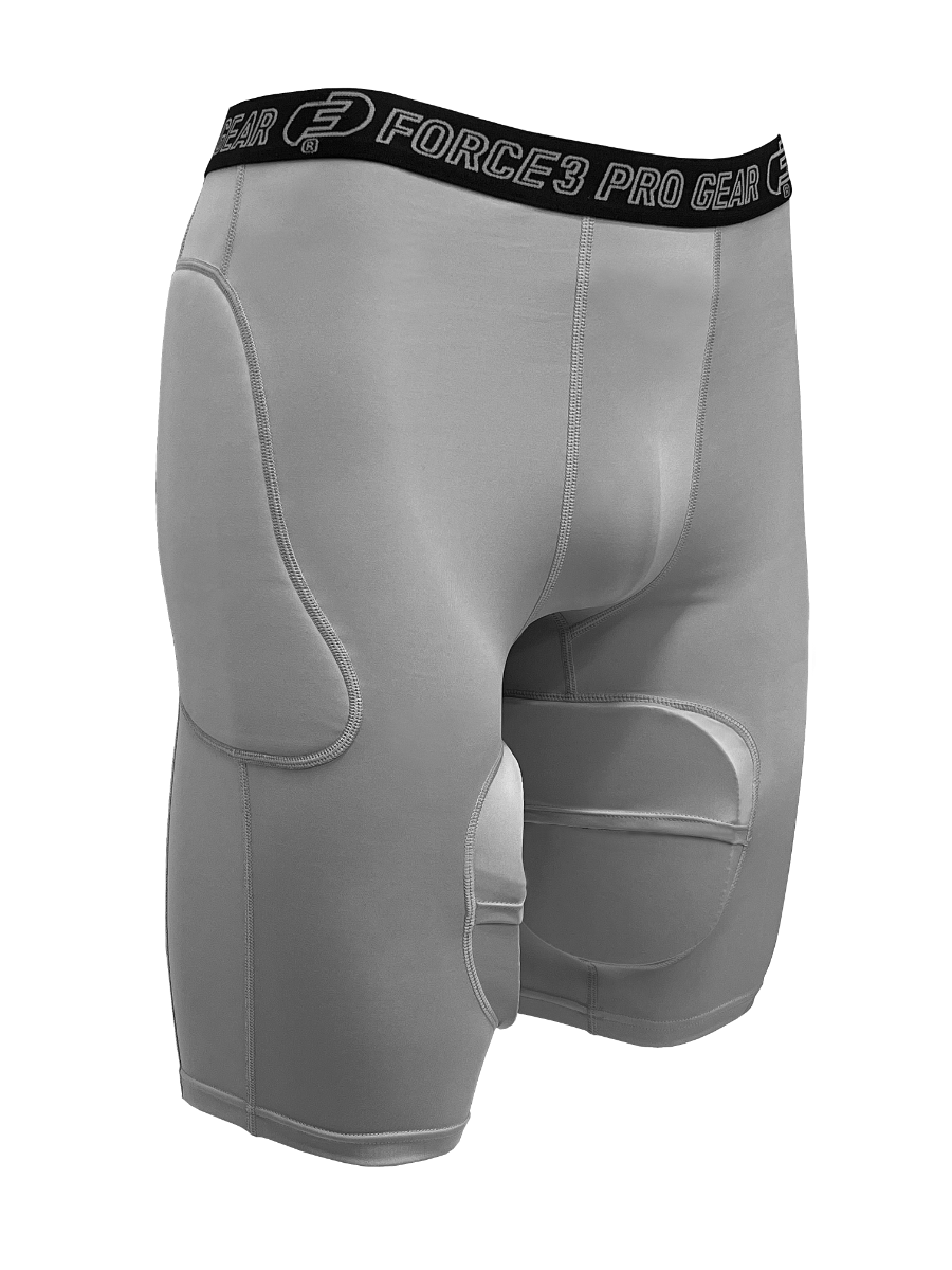 FORCE3 Catcher Thigh Protection Compression Shorts with DuPont™ Kevlar® - Baseball & Softball Protective Gear for Catchers, Pitchers & Infielders - Ideal for Training, Games & High-Impact Sports