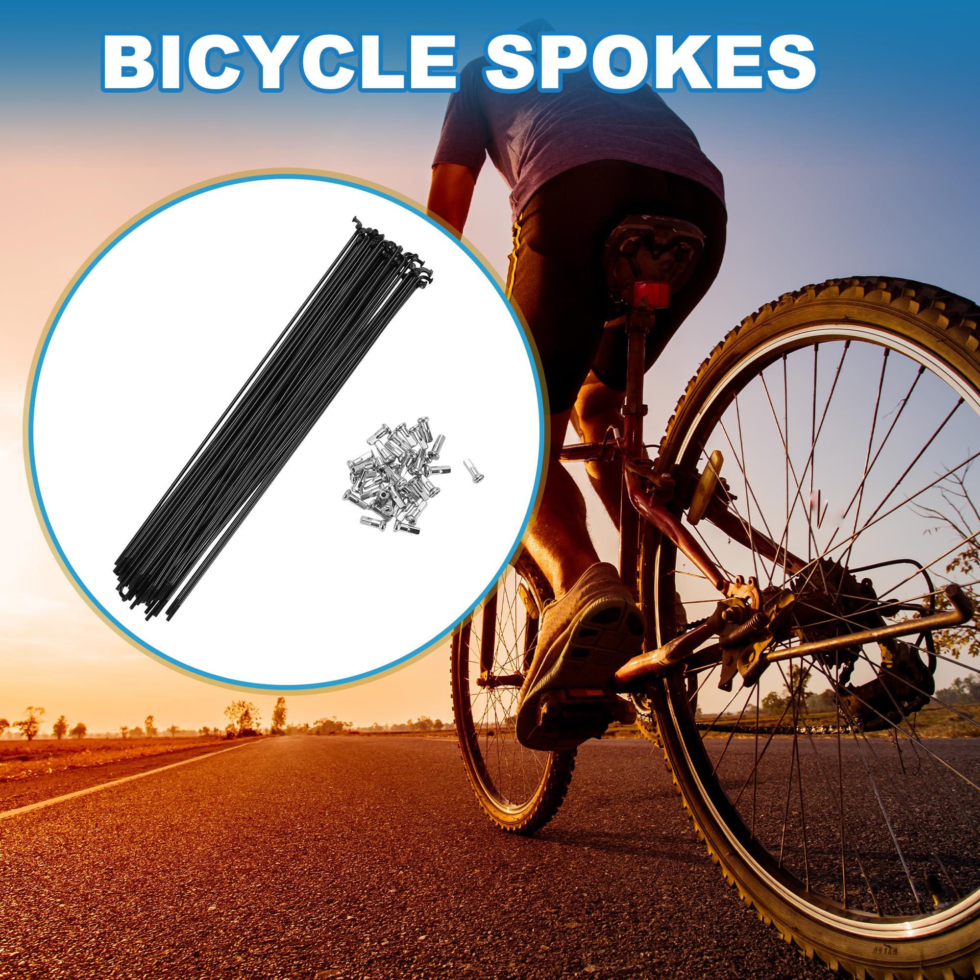 14G Steel Black Mountain Bike Spokes - 36Pcs for Wheel Replacement & Repair | Durable Cycling Accessories for MTB, Road & Commuter Bikes