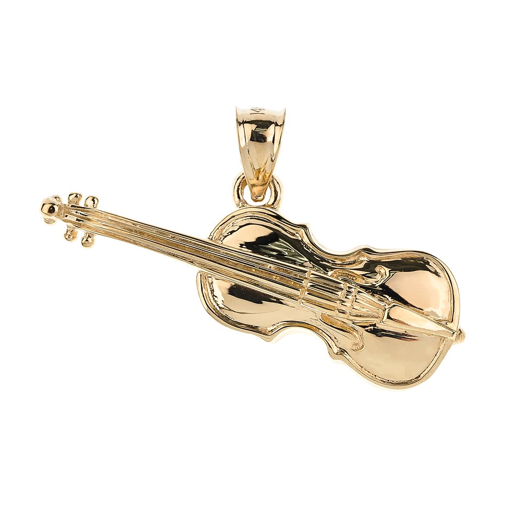 10k Yellow Gold Cello Charm Necklace for Music Lovers