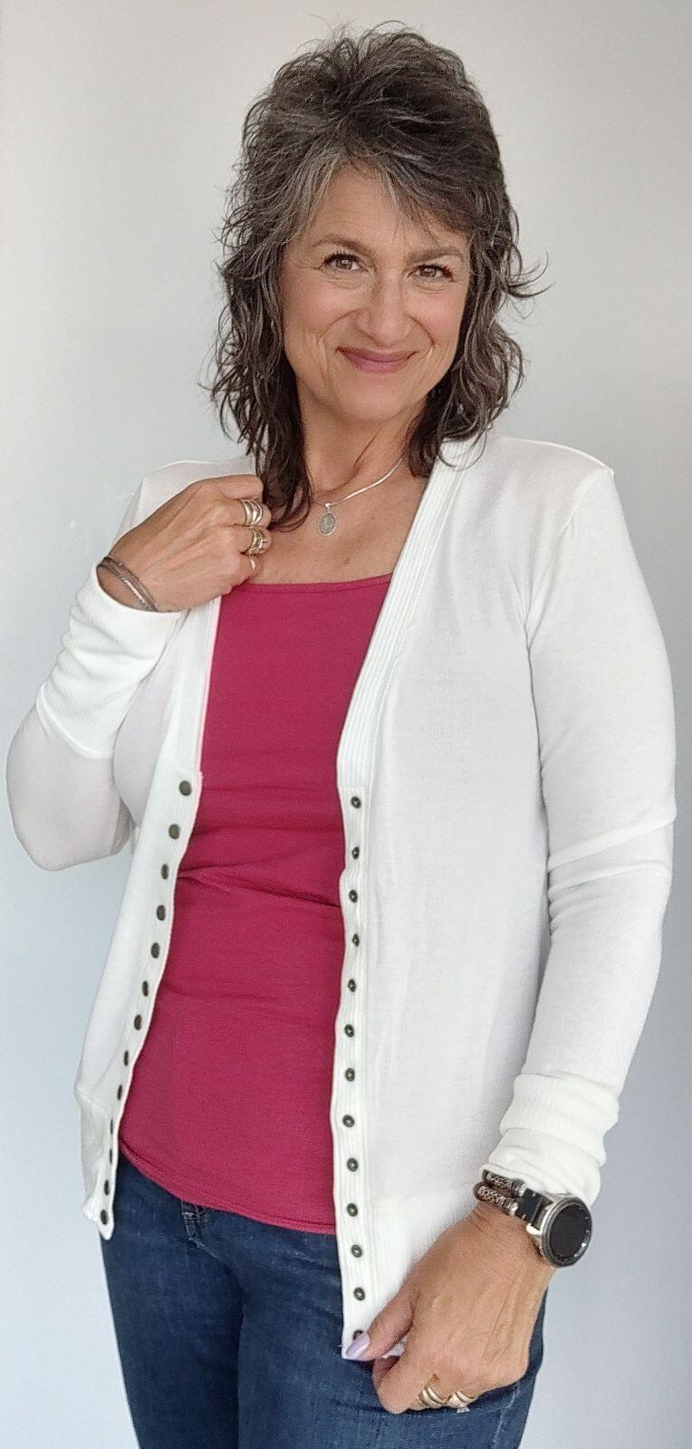 Off White Snap Cardigan for Women - Stylish & Comfortable Knit Cardigan with Snap Buttons | Perfect for Casual Outfits, Layering & Fall Fashion