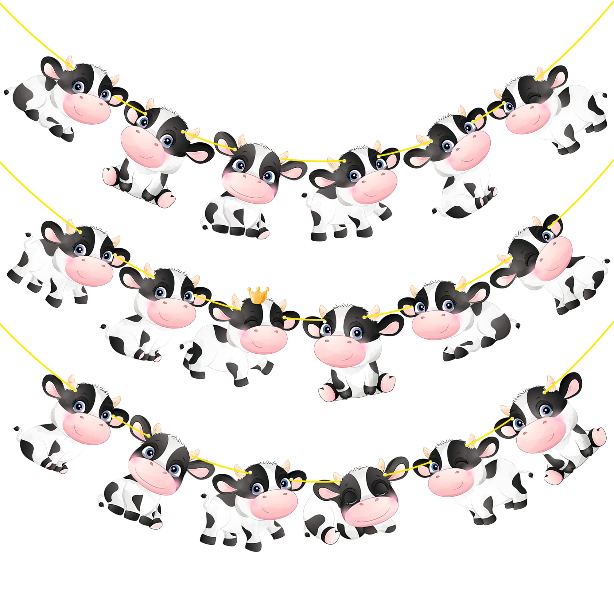 2pcs Cow Print Banner Garland Decorations for Cow Birthday Party, Farm Theme Party Supplies, Western Cowboy Kids Birthday Decor - Perfect for Barnyard, Farmhouse, and Western Themed Parties