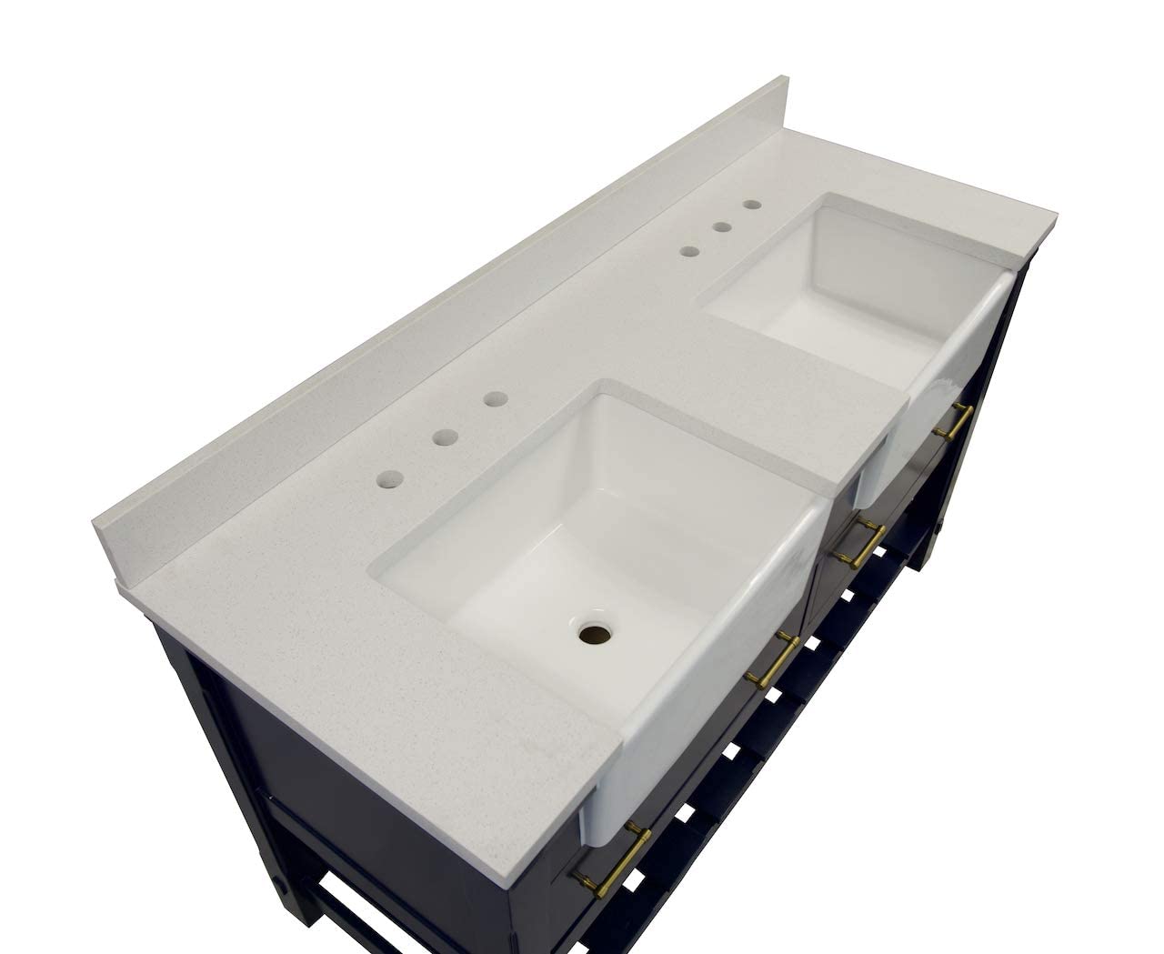 Charlotte 60-inch Double Bathroom Vanity with Quartz Countertop & Royal Blue Cabinet - Farmhouse Apron Sink Included | Modern Bathroom Storage Solution for Master Bath, Guest Bath & Powder Room