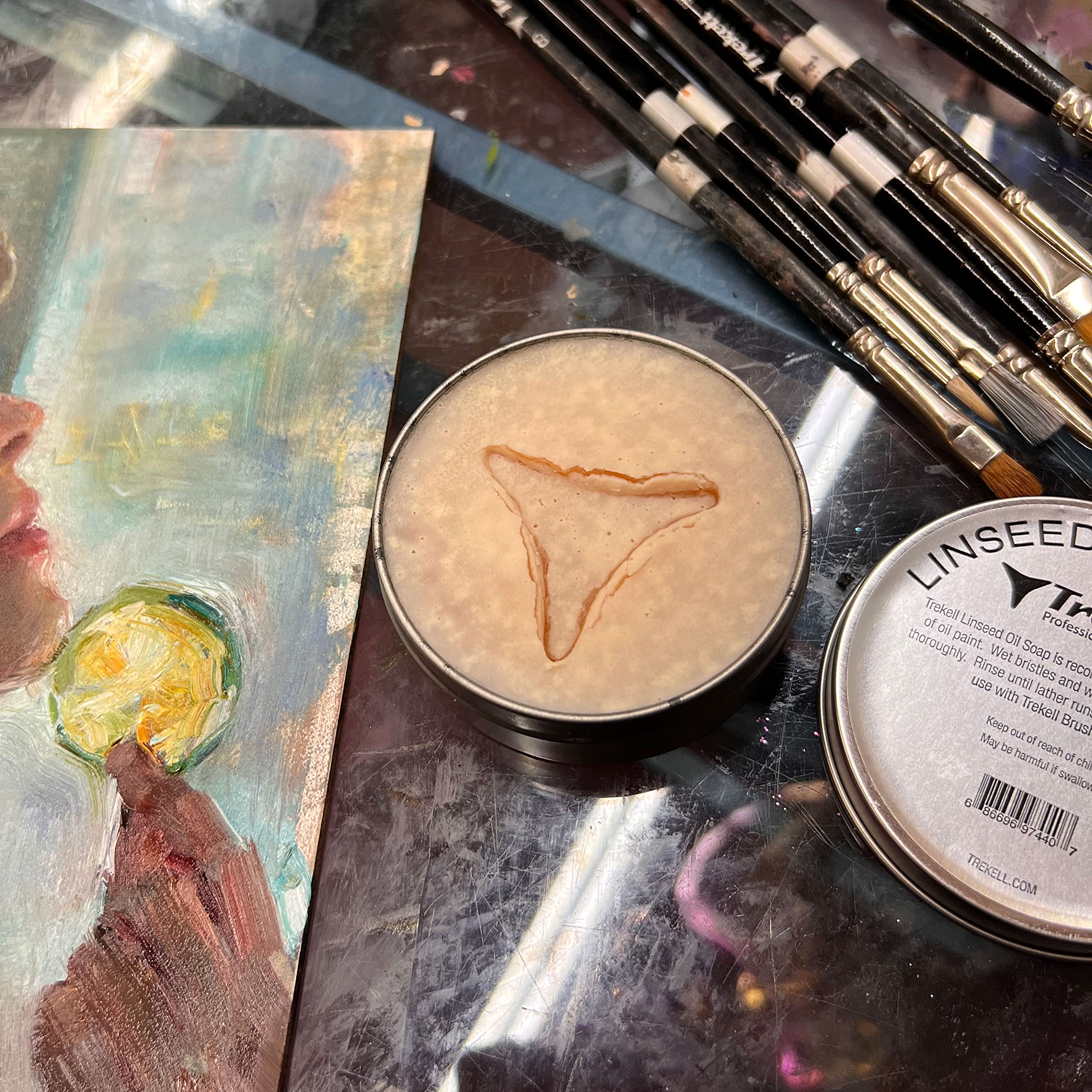 Trekell Linseed Oil Paint Brush Cleaner - Solvent-Free, Non-Toxic Artist Brush Soap for Oil & Acrylic Paints (3oz) - Perfect for Studio Cleaning & Brush Maintenance