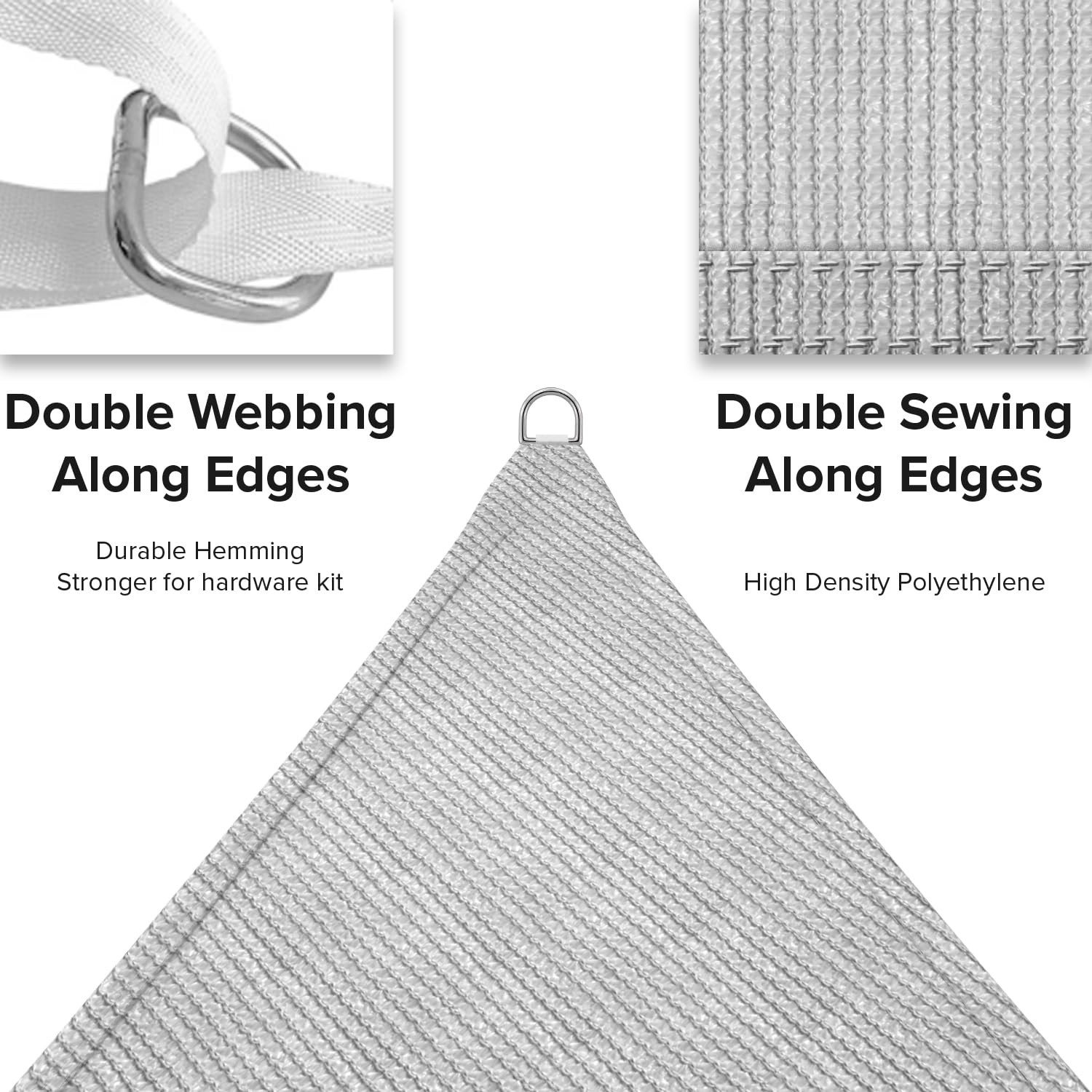 10' x 22' Rectangle Sun Shade Sail Canopy - UV Blocking Outdoor Shade Cover for Patio, Deck, Pergola, Yard & Lawn - Perfect for Backyard BBQs, Poolside Lounging & Outdoor Gatherings (Gray)