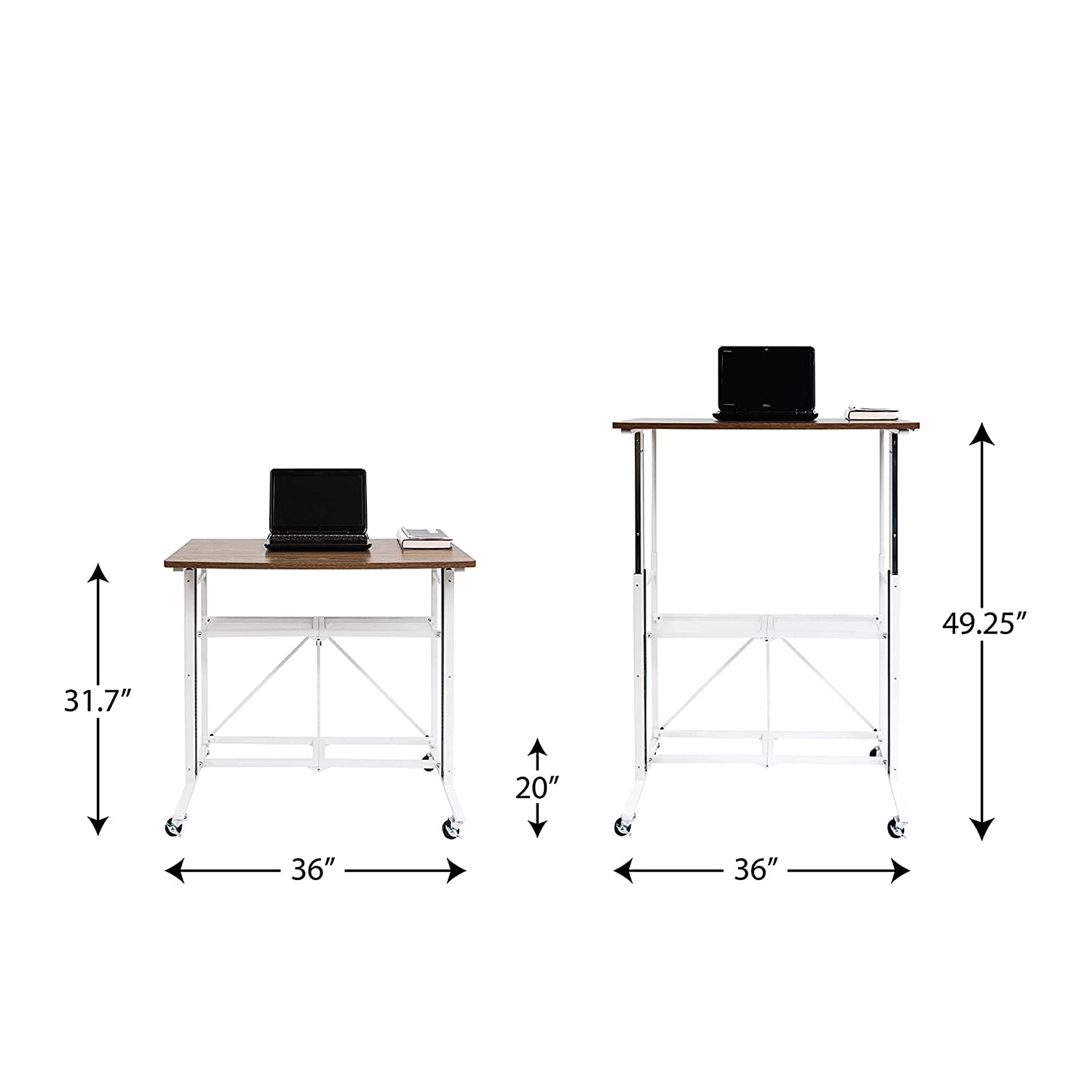 Adjustable Height Standing Desk RDEA-01 - White Large Size Ergonomic Origami Up Down Stand Desk for Home & Office Workspace - Perfect for Remote Work, Gaming, and Study Sessions