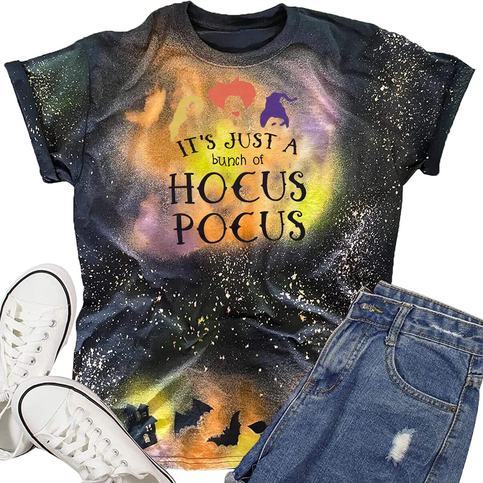 Funny Halloween Graphic T-Shirts for Women - Short Sleeve Halloween Tees for Costume Parties & Spooky Outfits