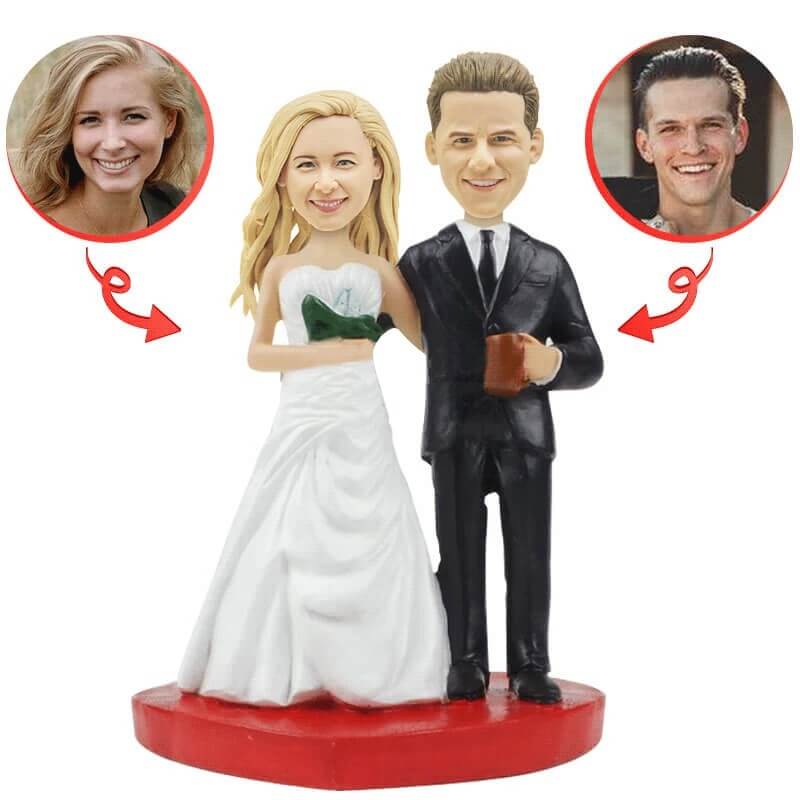 Custom Personalized High Heel Shoes & Coffee Mug Wedding Bobblehead - Unique Couple Gift for Anniversary, Bridal Shower & Newlyweds - Perfect for Wedding Decor, Desk Display & Sentimental Keepsake