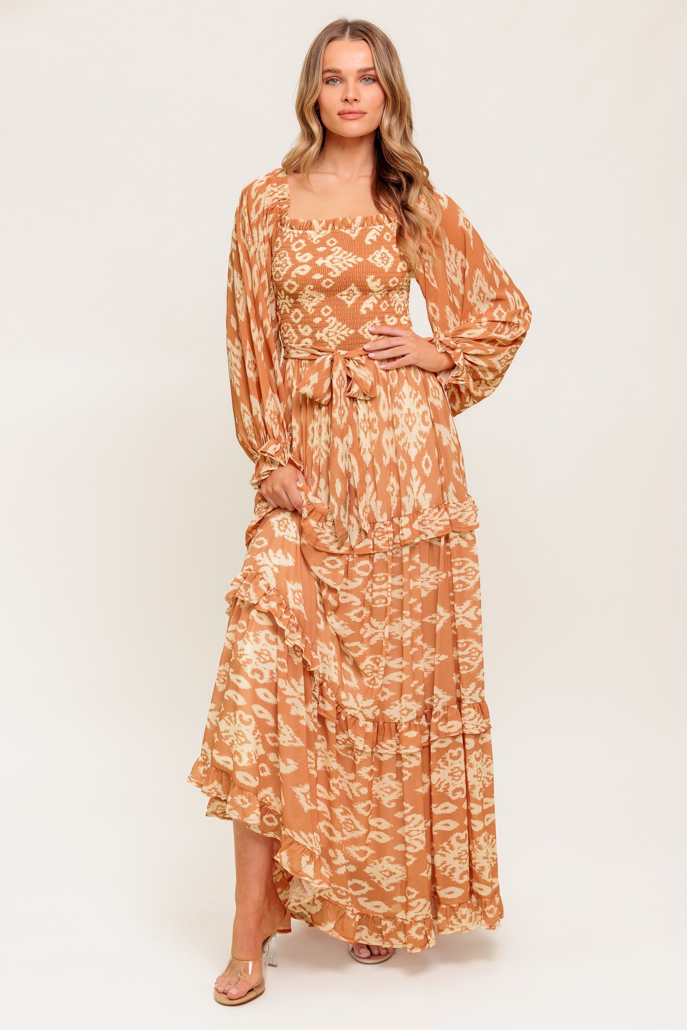 NELLIE Off Shoulder Maxi Dress - Boho Ruffle Style Summer Beach Dress for Women | Perfect for Vacations, Weddings & Date Nights