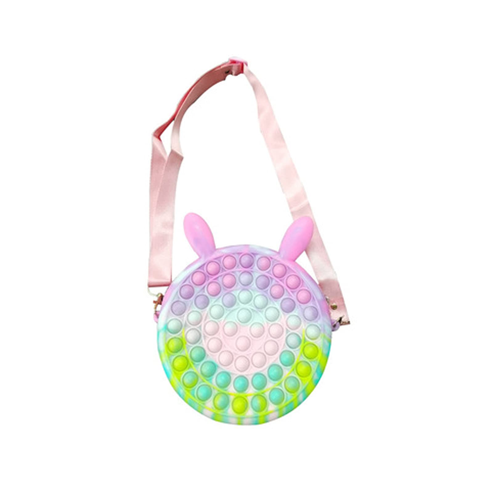2 in 1 Pop Fidget Sensory Toy & Crossbody Bag for Women & Girls - Stress Relief Silicone Bubble Popper Purse with Push Pops (Tie Dye Round) - Perfect for Anxiety Relief, Travel & Everyday Use