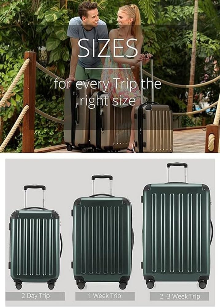 Premium Hauptstadtkoffer 3-Piece Luggage Set - Durable Dark Green Spinner Suitcase with TSA Lock | Perfect for International Travel & Business Trips