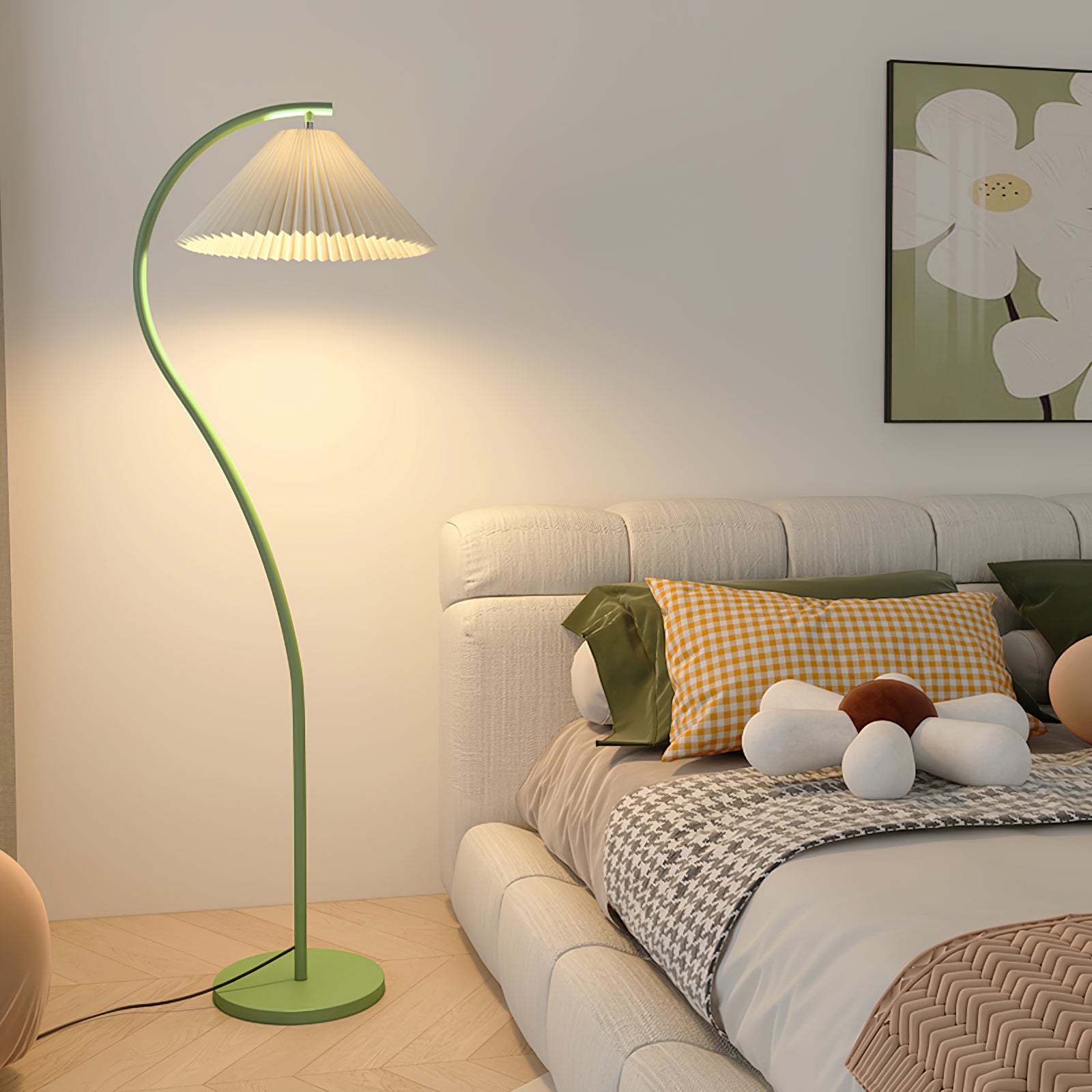 Crescini Modern Pleated Floor Lamp - Adjustable Height Standing Light for Living Room, Bedroom & Office - Soft Ambient Lighting for Reading & Relaxation