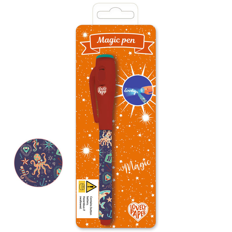 Djeco Magic Message Pen - Deep Sea Themed Invisible Ink Pen for Kids, Secret Writing & Drawing, Fun Educational Toy - Perfect for Birthday Gifts, Party Favors & Creative Play
