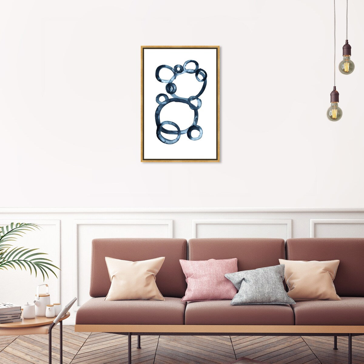 Bear Bubbles Canvas Wall Art - Modern Baby Bear Finger Painting Nursery Decor - White Framed Contemporary Print for Boys Room - Perfect for Kids Bedroom, Playroom & Baby Shower Gift