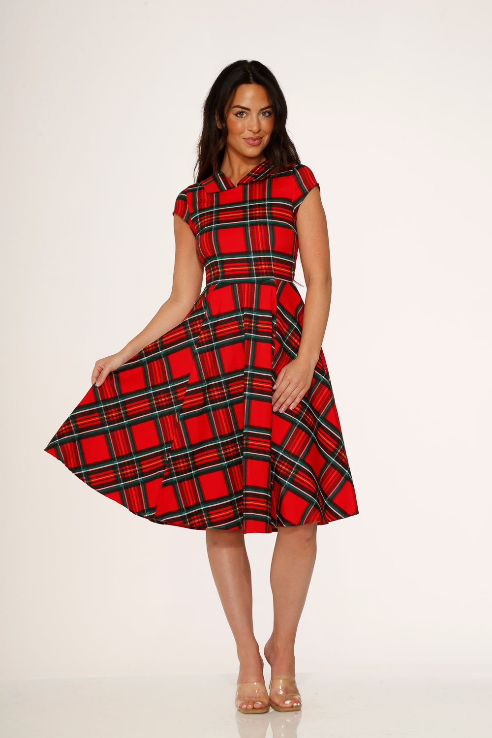 Stylish Red Plaid Swing Dress for Women - Flattering A-Line Fit & Comfortable Fabric - Perfect for Casual Outings, Parties, and Date Nights