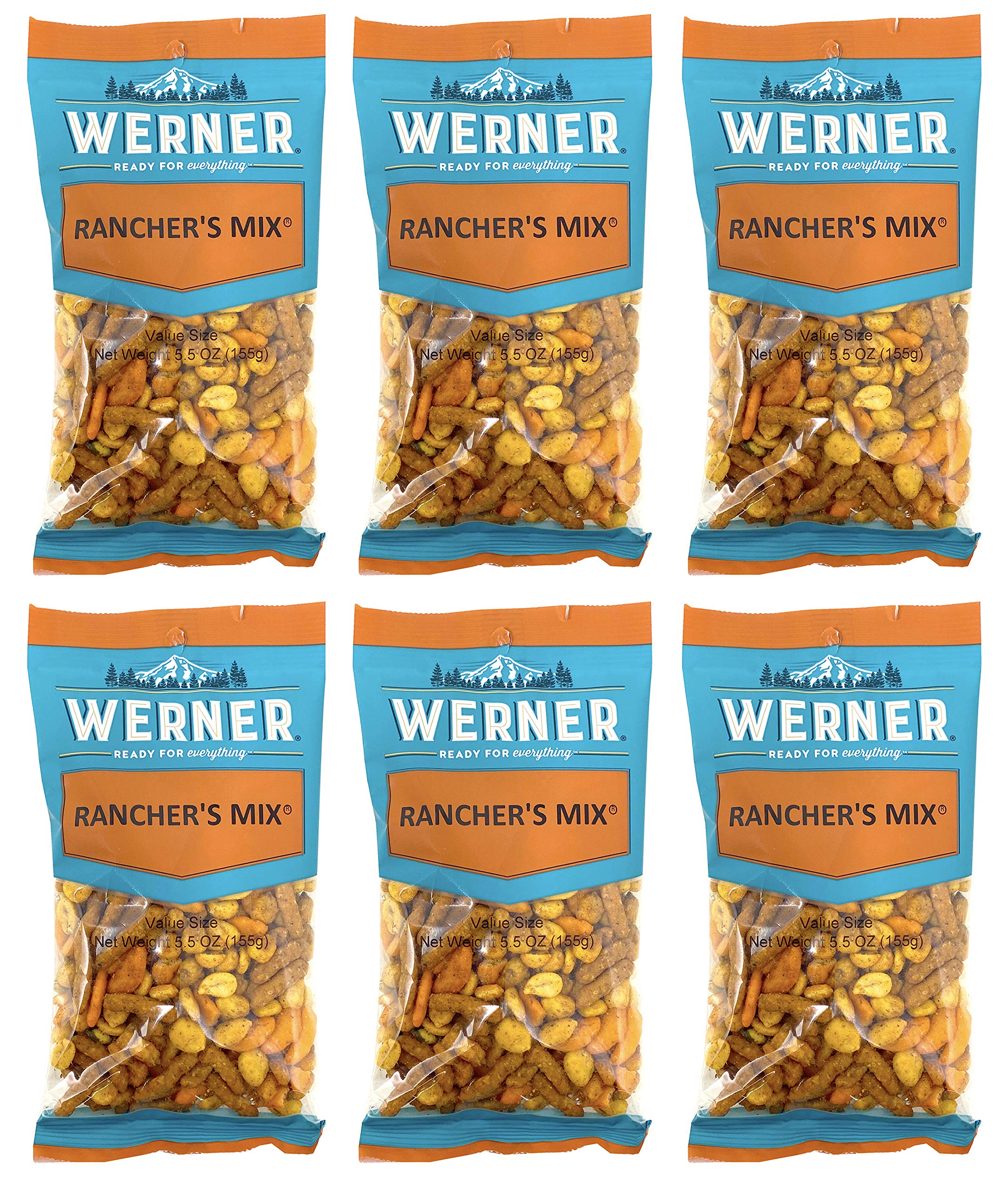 Werner Snacks Rancher’s Mix – Spicy Habas Snack Mix, Value Size 5.5oz (Pack of 6) | Bold Flavors for Parties, Road Trips & Office Snacking | Crunchy & Delicious Trail Mix
